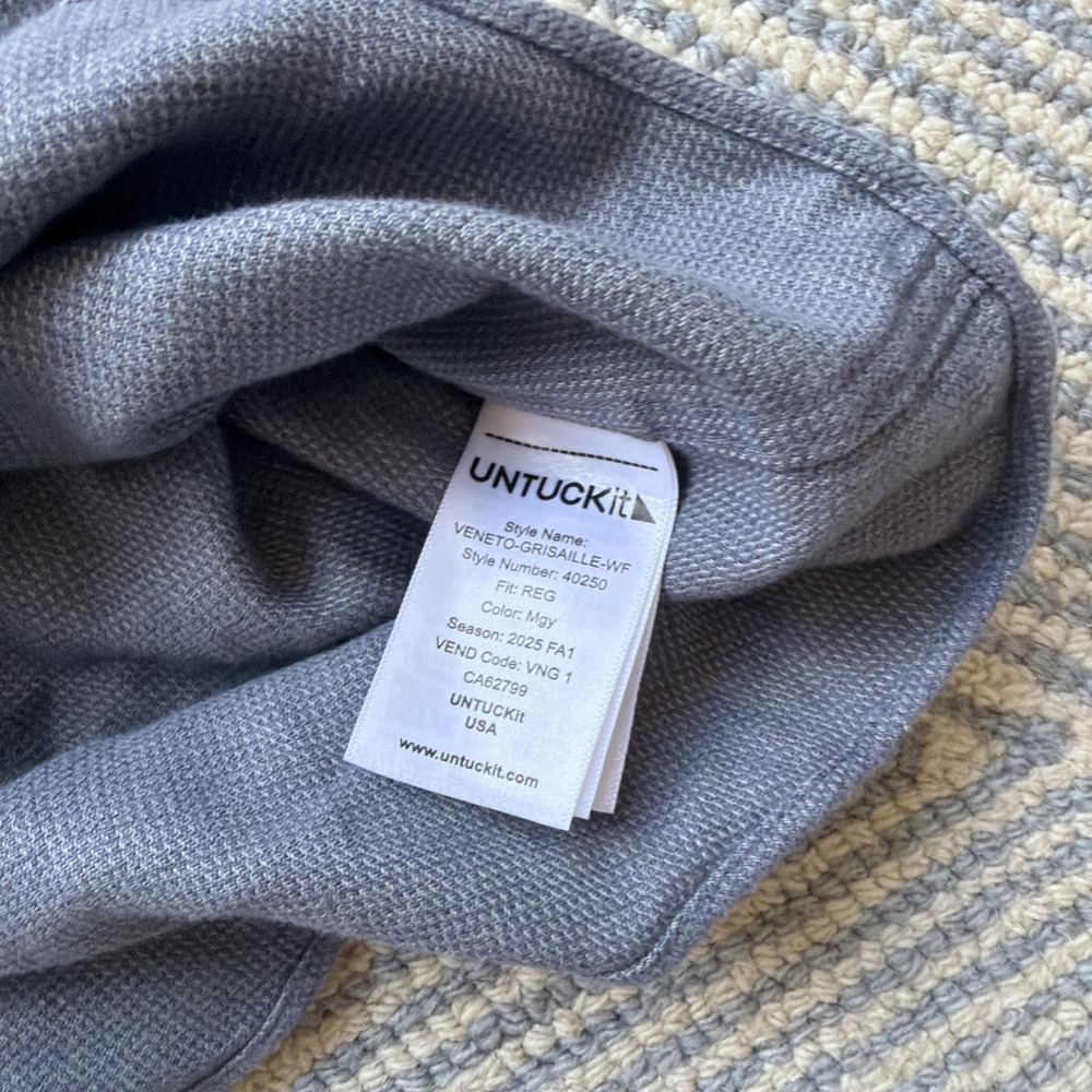UNTUCKit Long Sleeve Button Soft Cotton Shirt - Veneto-Grisaille - Gray - XXL - Picture 5 of 6